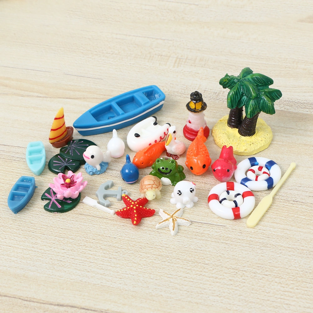 28 Pcs Micro Landscape Ocean Resin Decoration Desktop Decoration Bonsai Mini Adornment Ocean Beach Micro Landscape Ornaments (Mixed Style)