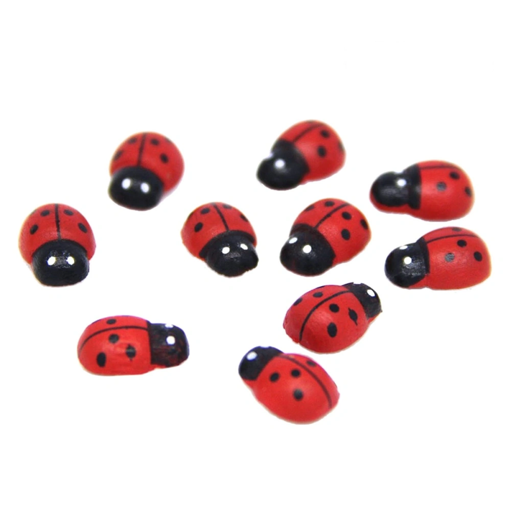 300pcs Creative Ladybird Model Decor Plant Ladybird Decor for Car Home School (Red)