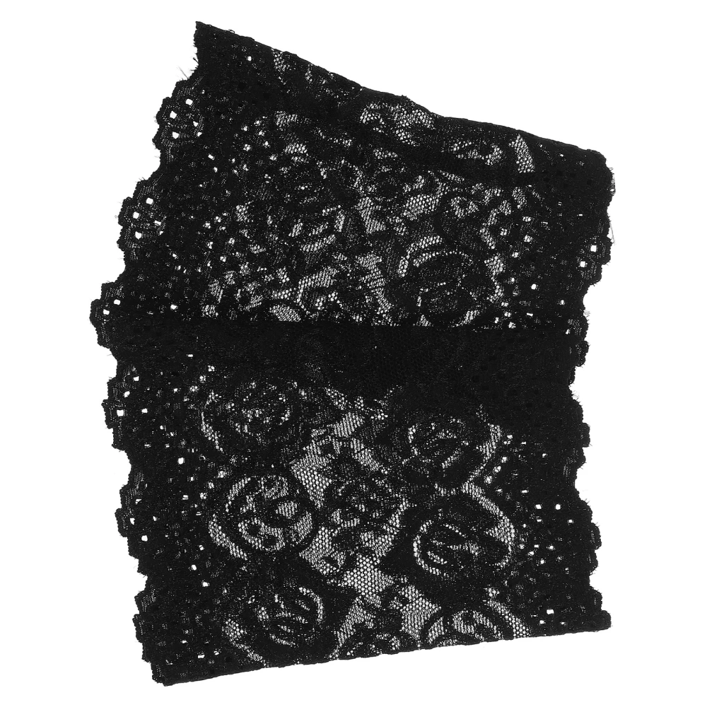 Women Lace Bandana Elastic Headband Summer Headwrap Hair Accessories for Sports Yoga (Black)