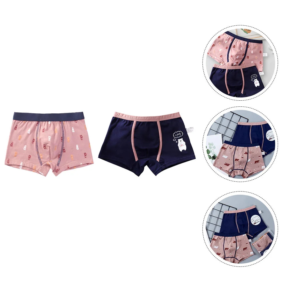 2PCS Full Cotton Boy Underpants Pure Cotton Baby Knickers (130 XL Polar Bear)