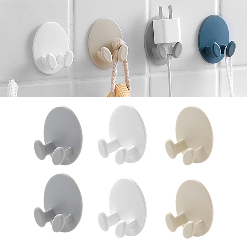 6PCS Free-Nail Stick Hook Oval Socket Hook Power Cord Storage Rack Creative Plug Strong Adhesive Hook