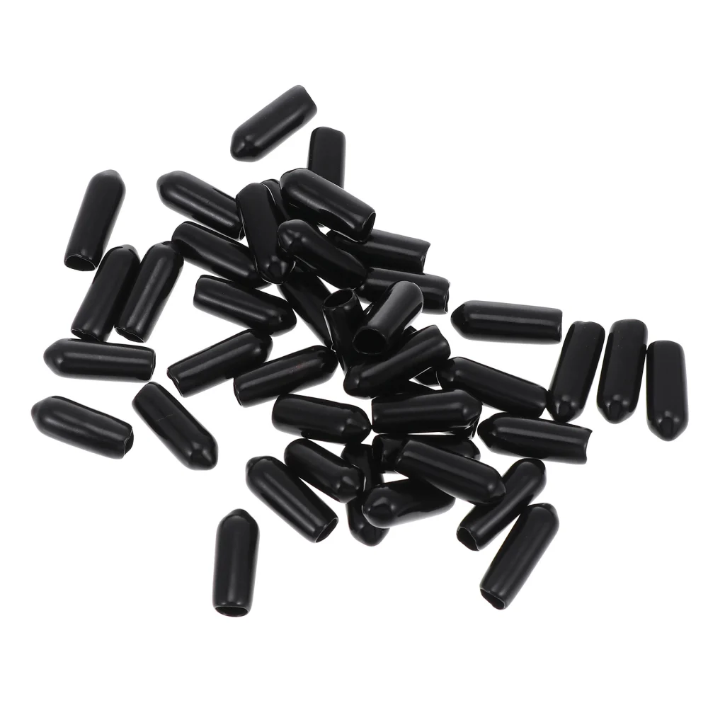 200pcs Black Pipe Post Bolt Screw Rubber Thread Protector Cover Tube End Caps