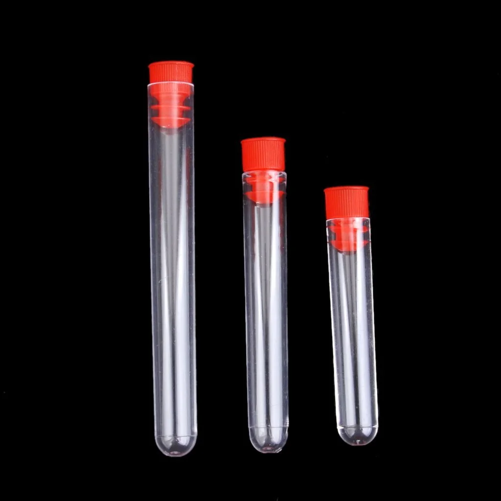 20pcs 78*13mm Non-Graduated Plastic Test Tubes with Screw (Red)