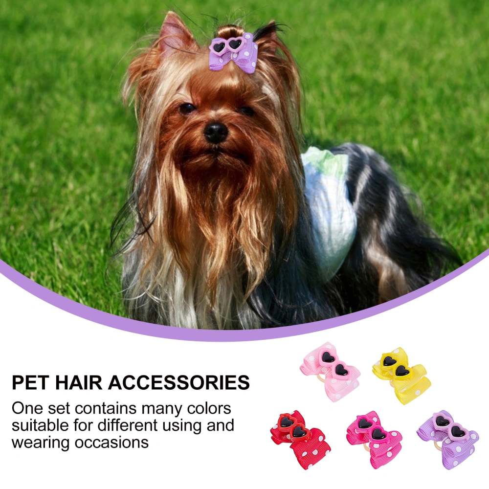 10Pcs Pet Dog Hairpins Bowknot Glasses Style Hair Clips Decorative Pet Headdress