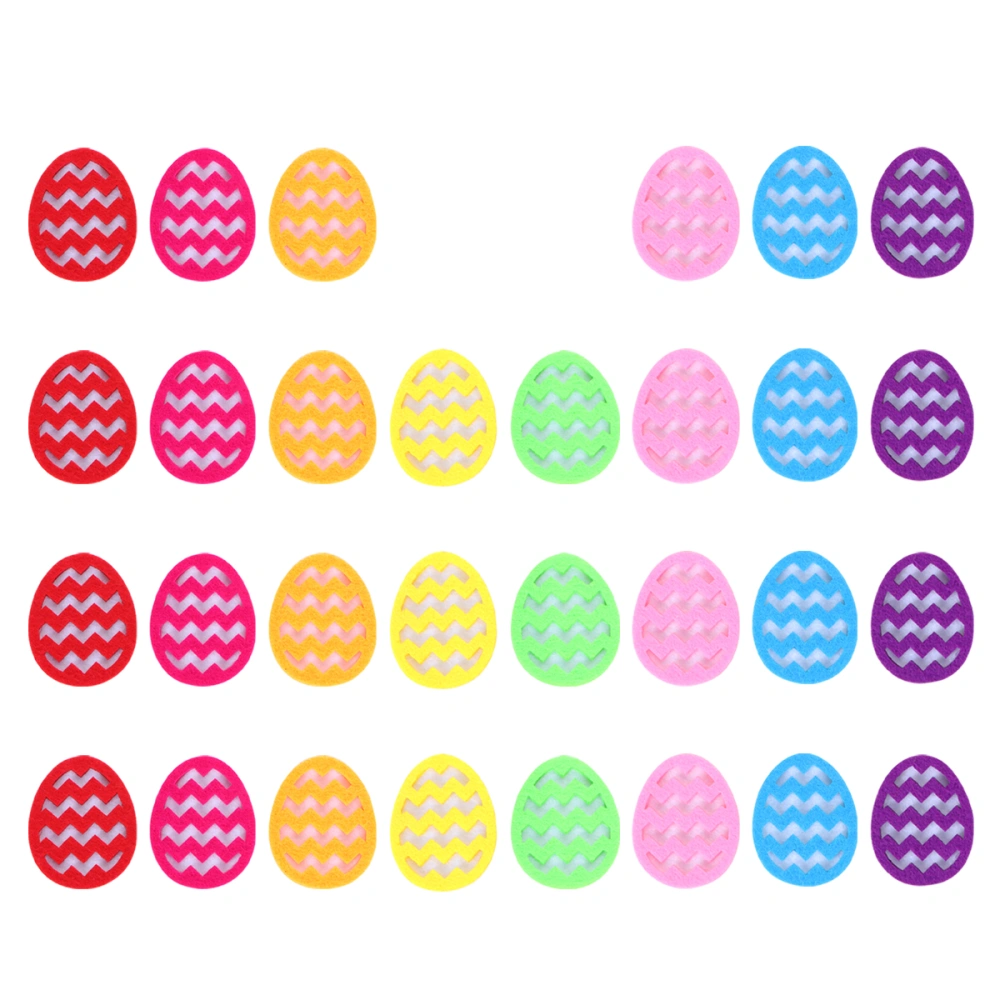 30PCS Easter DIY Paster Cartoon Easter Egg Sticker Nonwovens Easter DIY Sticker Decor Lovely Felt Easter Egg Wall Decals for Kindergarten ry Decor Wave Style