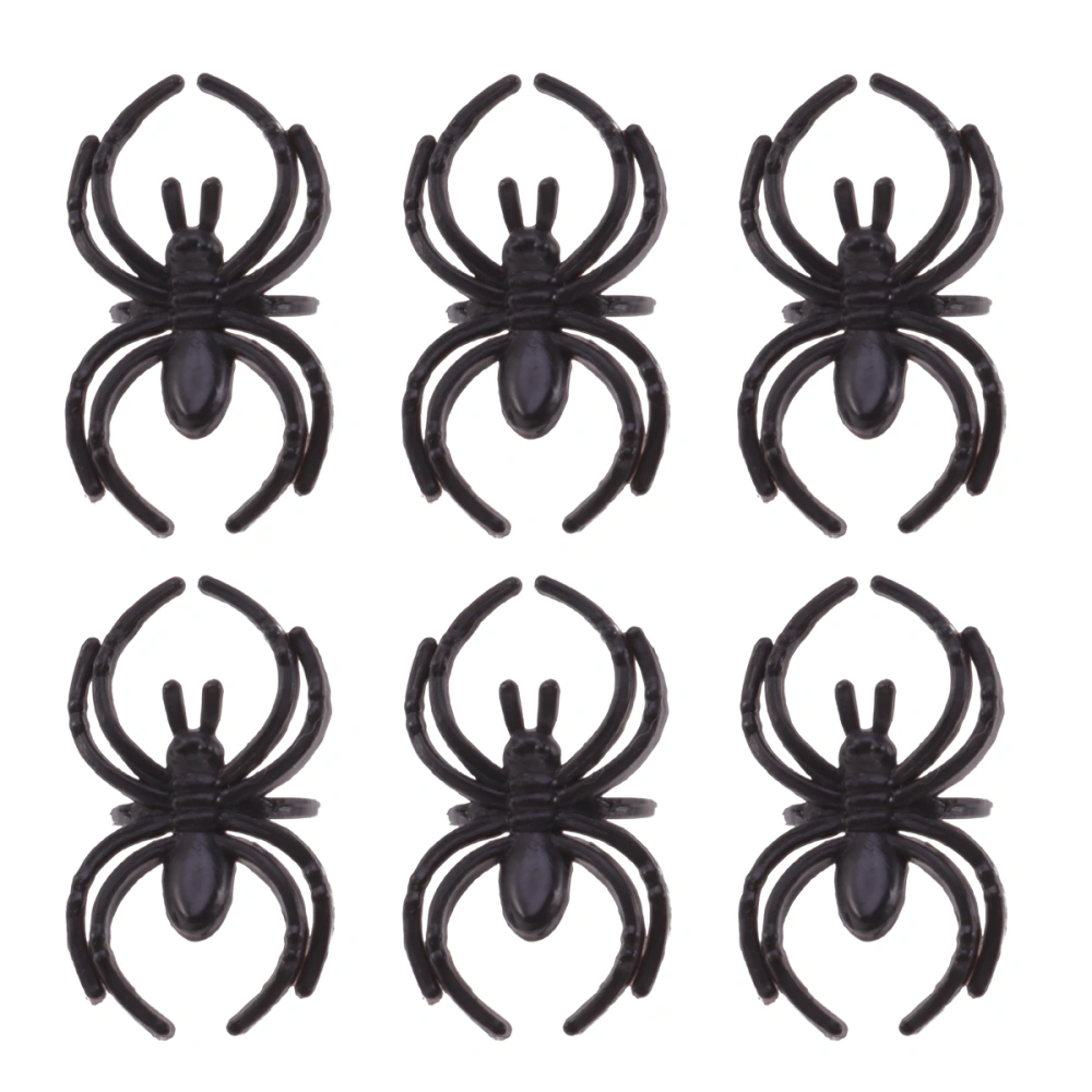 144pcs Black Halloween Black Spider Ring Halloween Props Plastic Rings Decoration Toys Party Favors