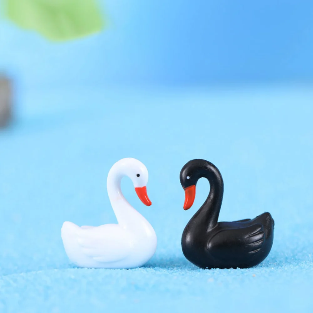 10Pcs Swan Sculpture Adornments PVC Swan Model Micro Landscaping Ornaments