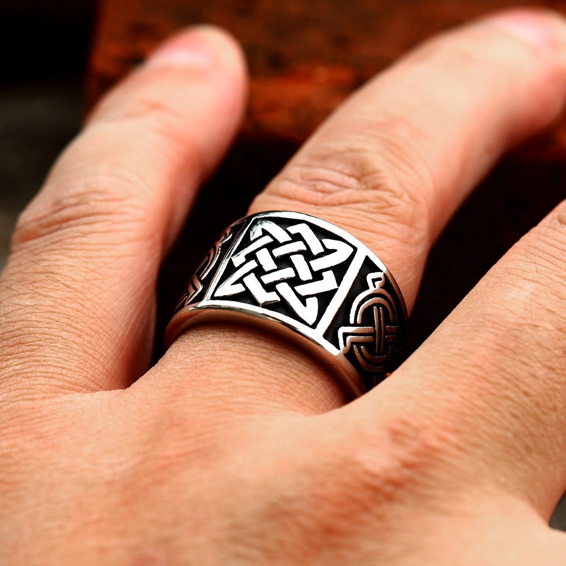 Nordic Retro Viking Celtic Knot Titanium Steel Ring