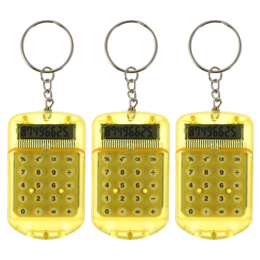 3pcs Mini Electronic Calculator Keychain Tiny Small Pocket Calculator Key Ring