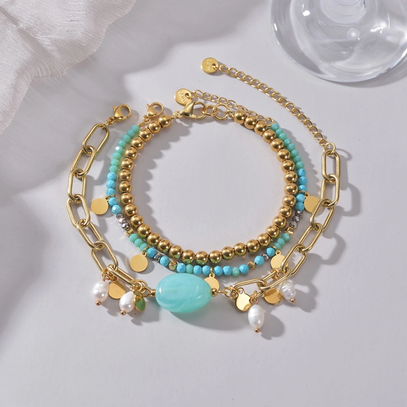 Multi-layer Twin Beaded Round Bracelet