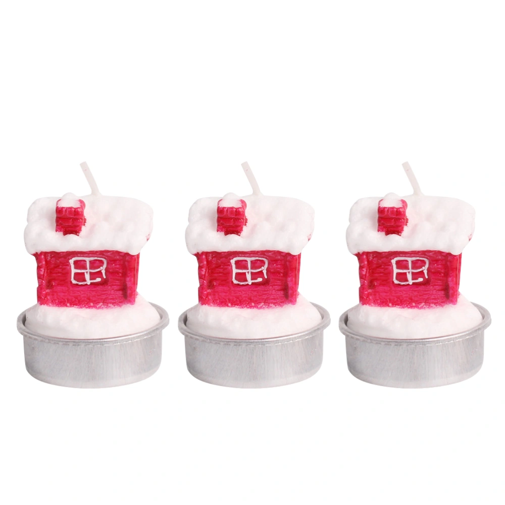 3PCS/Box Christmas Candles Xmas Craft Gift Candle Christmas Oranaments Window Display Showcase Decor (House Pattern)