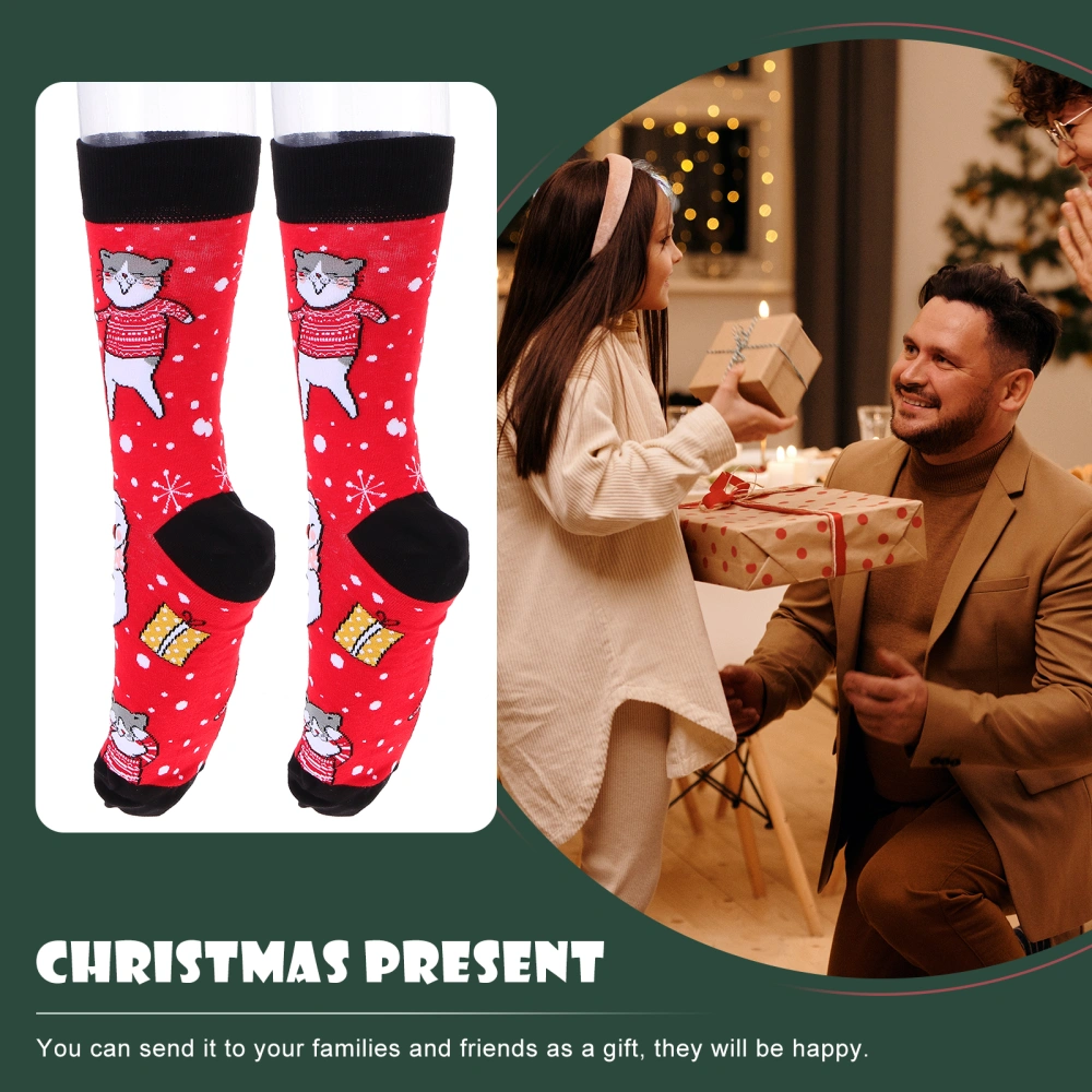 1Pair of Christmas Style Socks Decorative Mid-calf Socks Male Stocking for Xmas