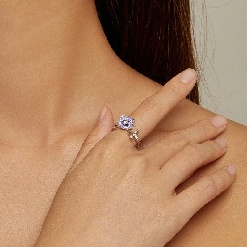 S925 Sterling Silver Flowers Bracelet Ring