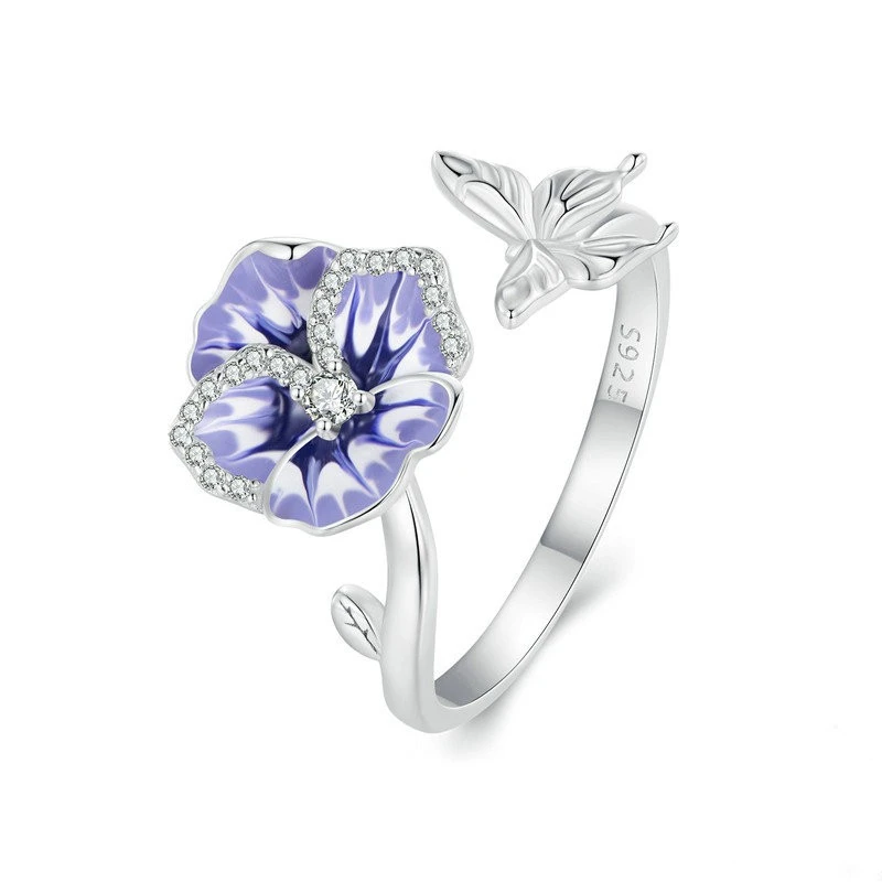 S925 Sterling Silver Flowers Bracelet Ring