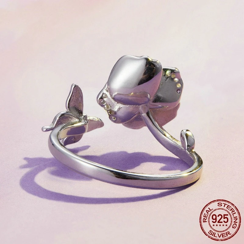 S925 Sterling Silver Flowers Bracelet Ring