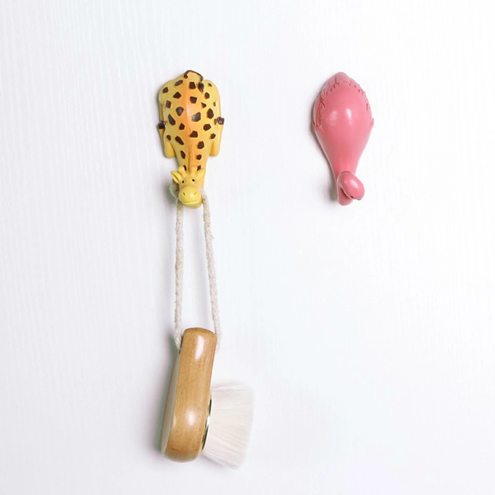 Adhesive Hanging Hooks Giraffe Shape Wall Hooks Heavy Duty Hooks Resin Hanger Sticky Hooks for Home Kitchen Size M Yellow