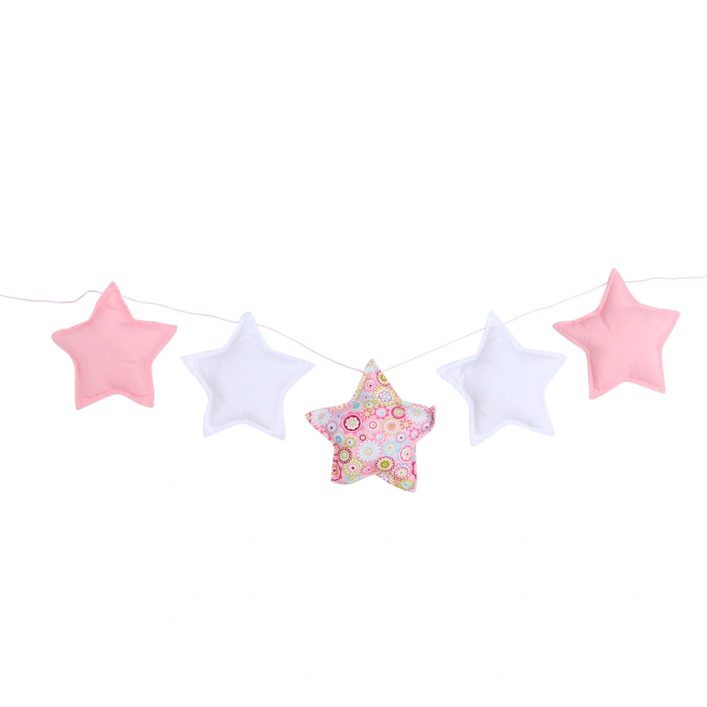 Star String North Europe Style for Baby Crib Decoration Star Clouds Pendant Hanging Decoration (5 Pink and White Stars)