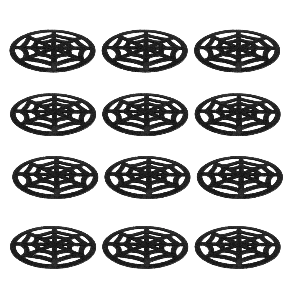 12pcs Halloween Spider Web Coasters Nonwoven Spider Web Coasters Party Decorations Black