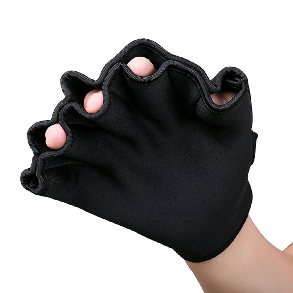 1 Pair 2mm Neoprene Swimming Gloves Webbed Aquatic Fit Traning Accessory Paddle Diving Gloves Swimmin Gadget for Children Adults (Black)