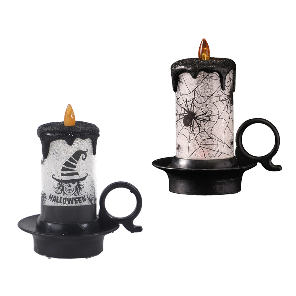 2 Pcs Halloween Candle Lamp LED Colorful Glowing Candle Light Portable Night Lamp Desktop Decoration Adornment for Halloween Easter Haunted House Random Pattern
