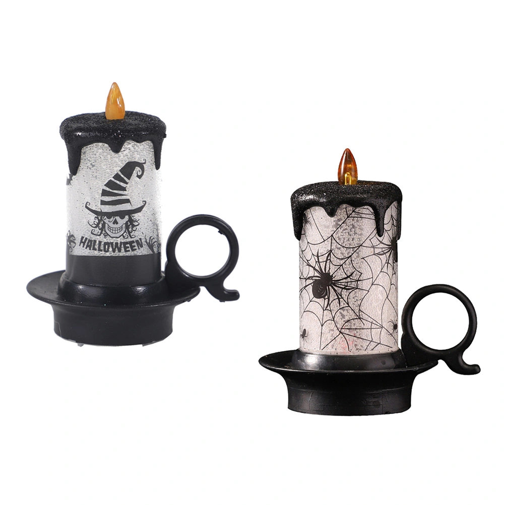 2 Pcs Halloween Candle Lamp LED Colorful Glowing Candle Light Portable Night Lamp Desktop Decoration Adornment for Halloween Easter Haunted House Random Pattern
