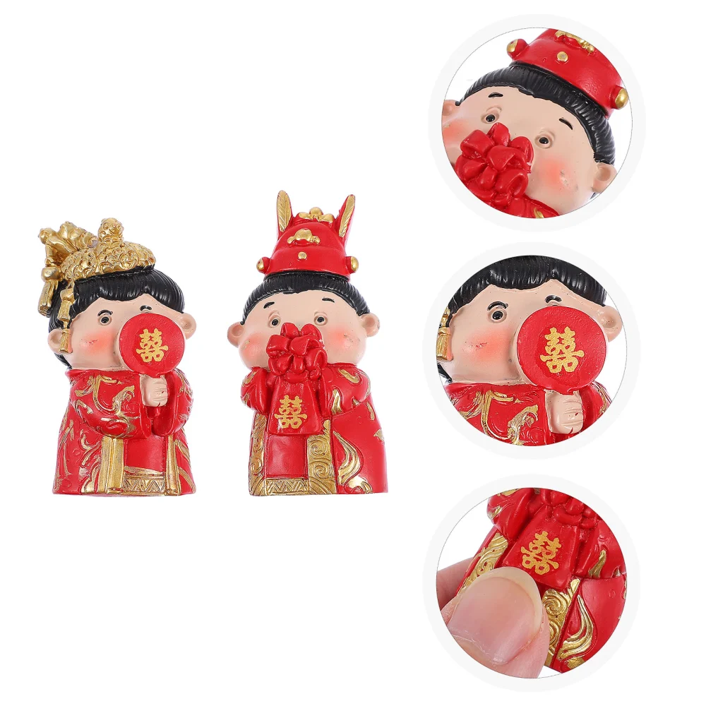 2pcs Chinese Wedding Couple Doll Fridge Magnet Chinese Wedding Home Decoration