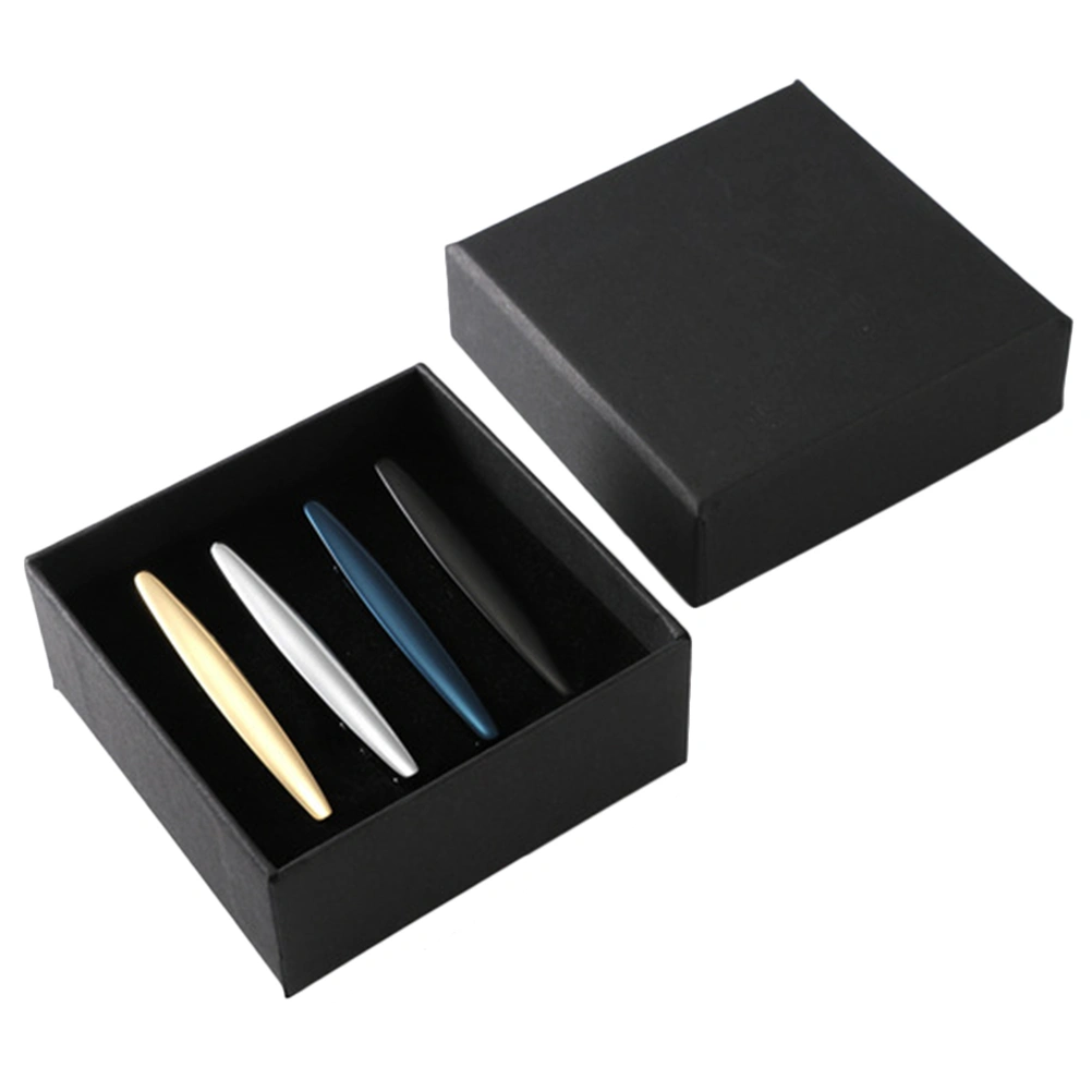 4pcs Necktie Clip Copper Business Meeting Tie Bar Clips Tie Pinch with Gift Box