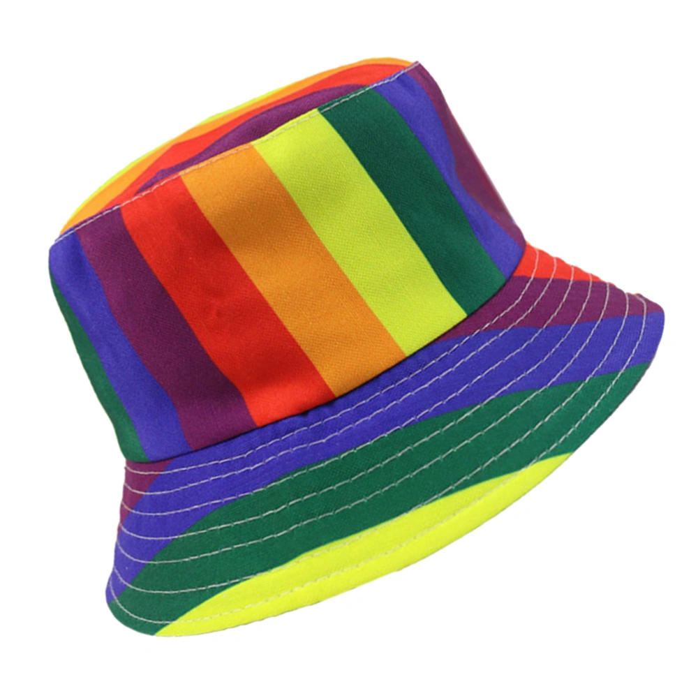 Rainbow Color Bucket Hat Fashion Sun Protection Hat Seven Colors Wide Brimmed Hat Colorful (Rainbow)