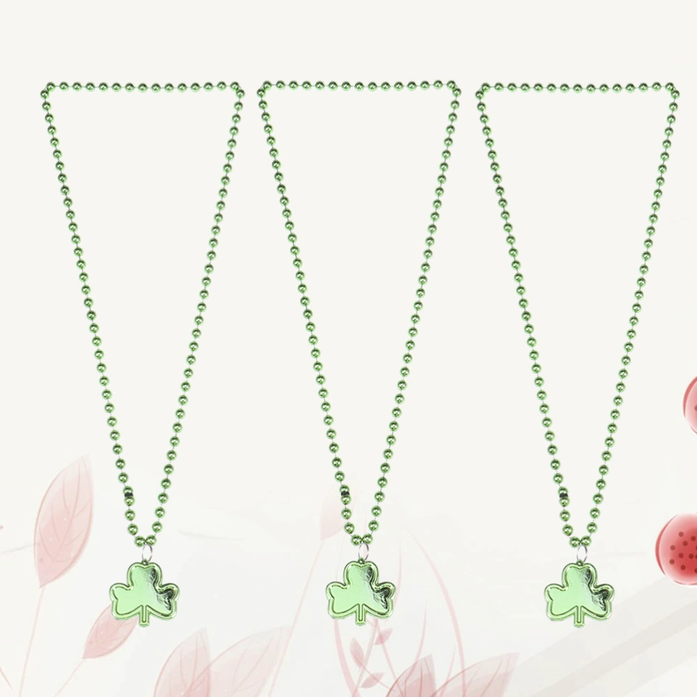 3PCS Bead Necklaces Beautiful Fashionable Clover Decoration Necklaces for Festival St Patrick's Day Parade