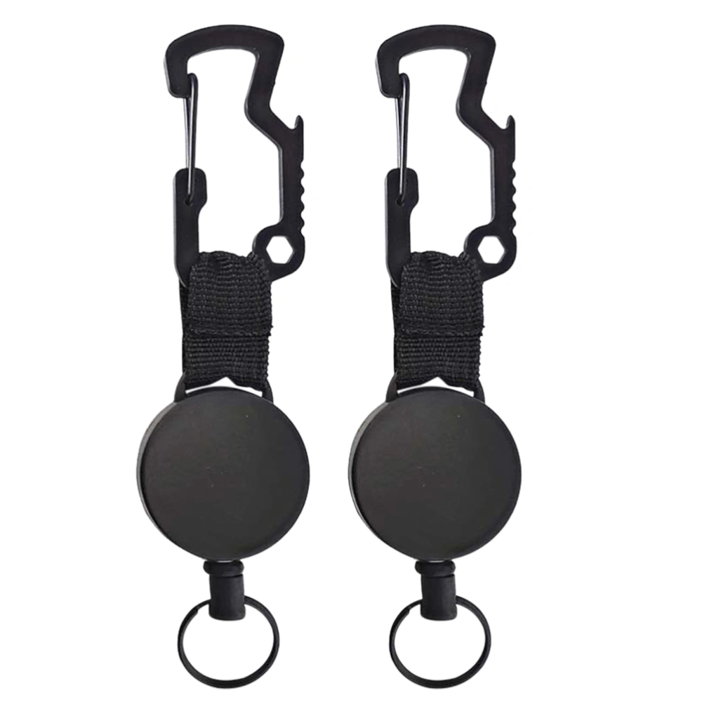 2Pcs Creative Carabiners Anti-lost Retractable Keychains Outdoor Keychains (Black)