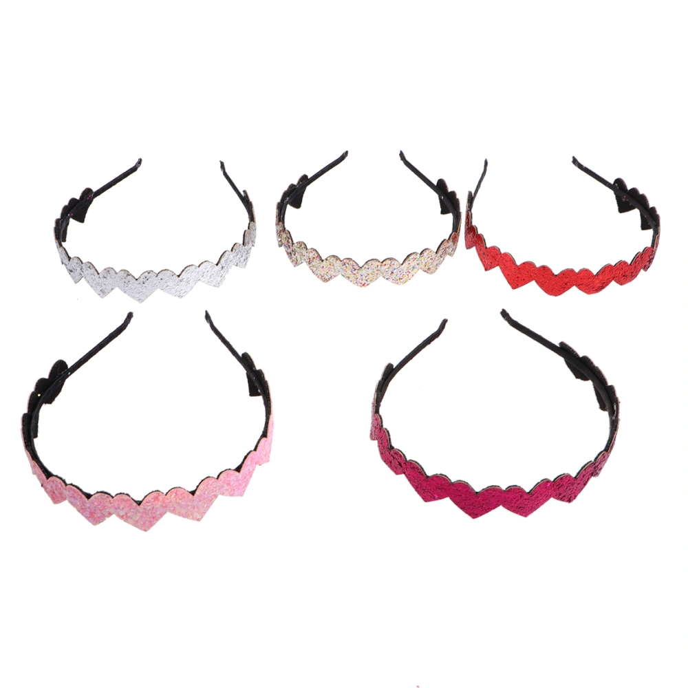 5pcs Kids Love Design Head Hoops Shiny Hair Hoops Unique Party Headdress Hair Decorations Photo Props