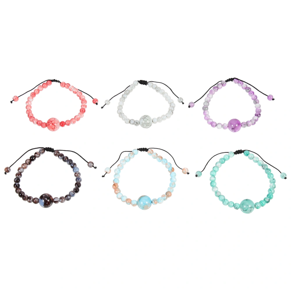 6Pcs Glass Bead Bracelet Delicate Wrist Chain Beaded Bracelet String Bracelet