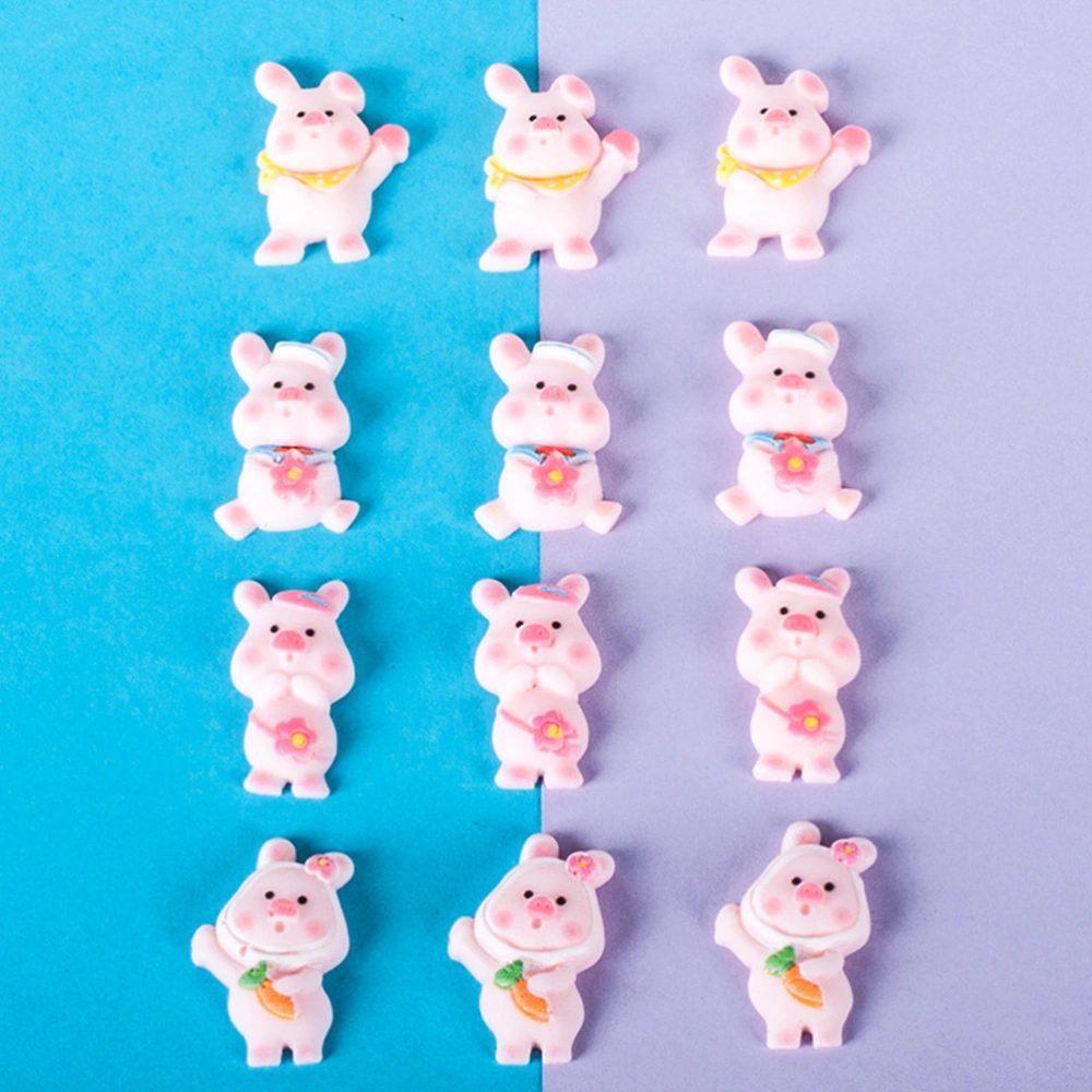 40Pcs Pig Charms Hairpin DIY Dangle Piggy Pendant Resin Charm Accessories