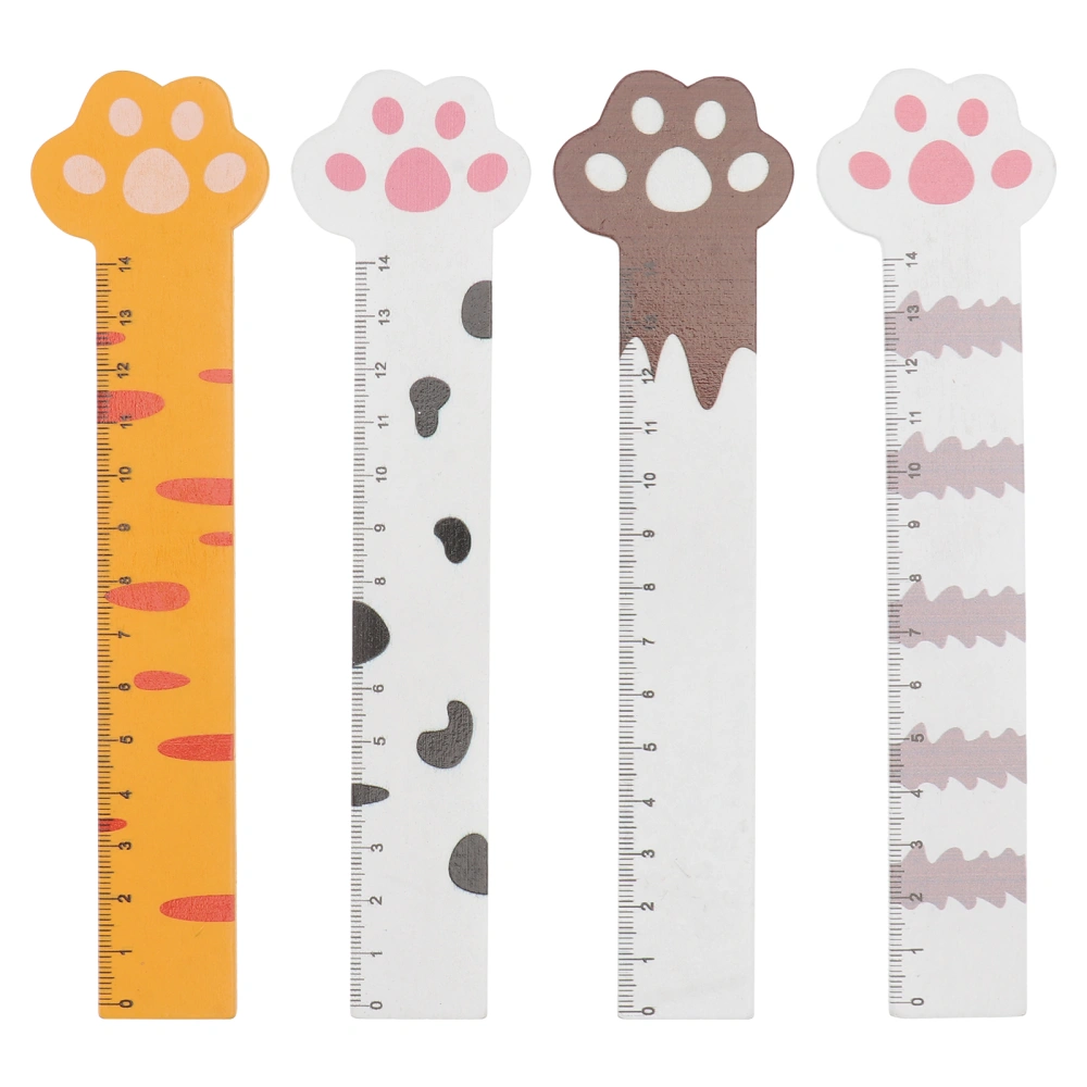 8 Pcs Wooden Rulers Cartoon Straight Rulers Lovely Students Measuring Rulers