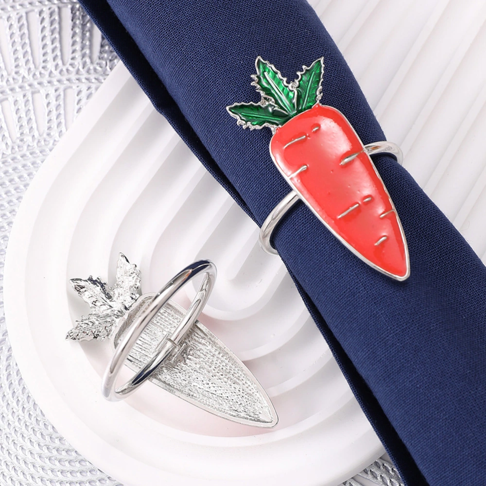 2pcs Easter Carrot Napkin Ring Carrot Napkin Ring Holders Metal Napkin Ring for Easter Party