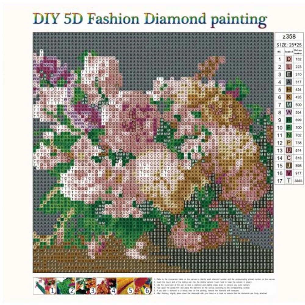 5D DIY Unframed Diamond Embroidery Painting of Fresh Flowers Handmade Cross Stitch Printing Craftwrok