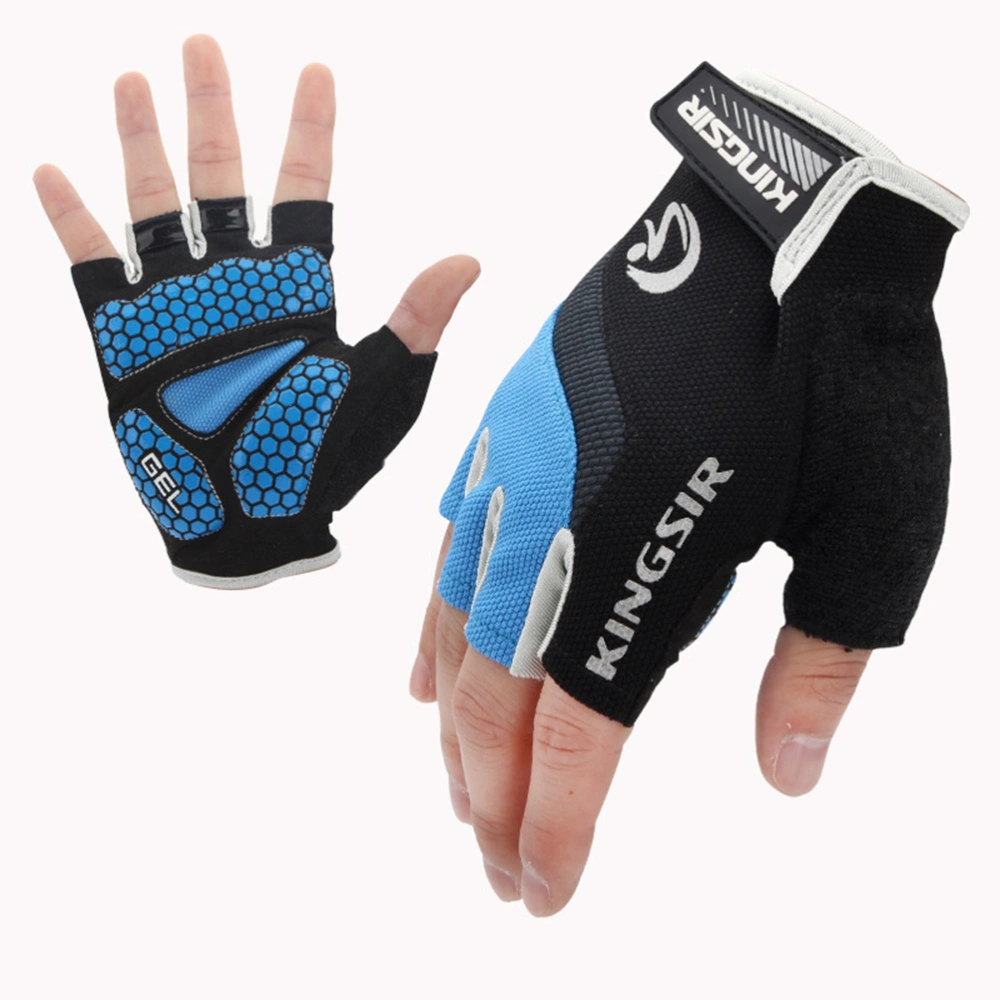 1 Pair Outdoor Sports Half Finger Gloves Non-Slip Breathable Workout Gloves for Cycling Climbing Fishing Riding Size XL (Blue)