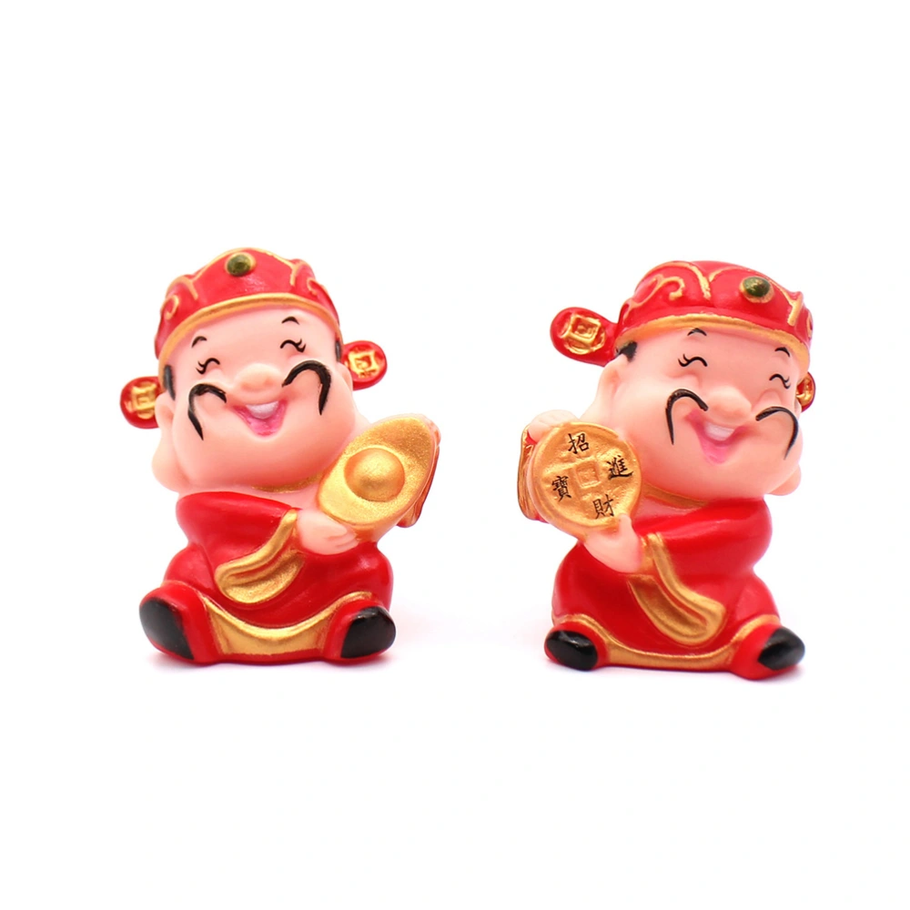 3pcs Chinese Style God of Wealth Scene Bake Layout Adorable Dessert Cake Decoration Cake Toppers (Random Color)