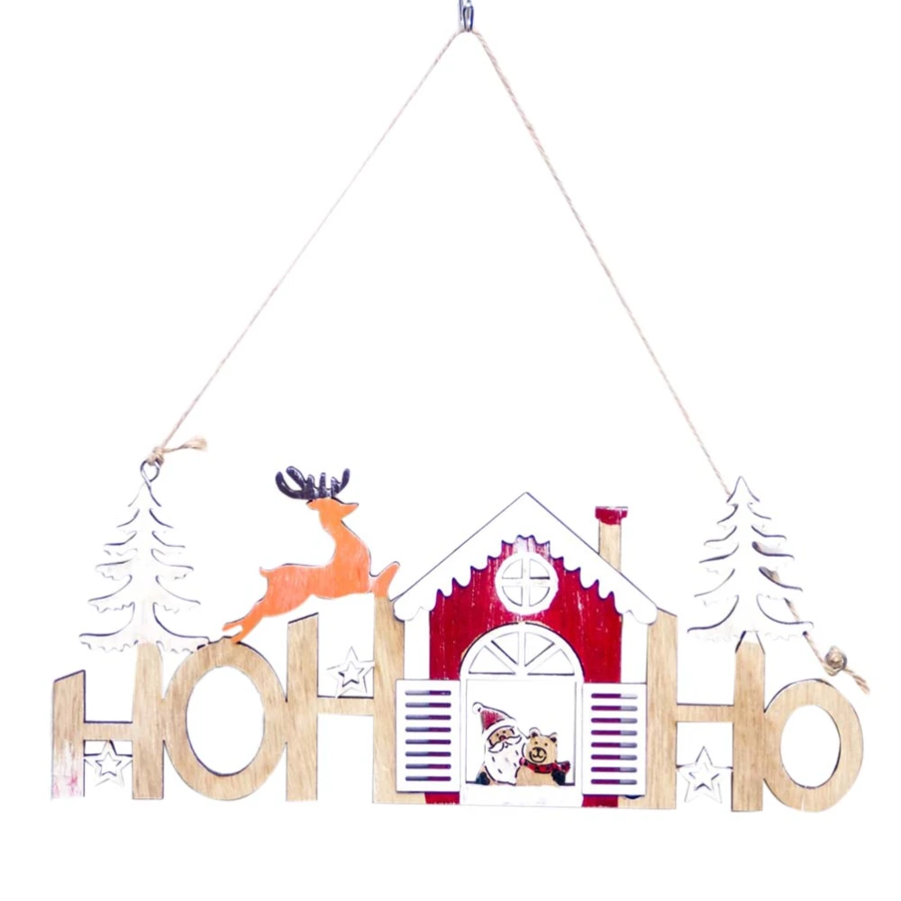 Christmas Hollowed-out Wooden Decorative Listing Party Home Decoration Door Pendant (Santa Claus and Bear)