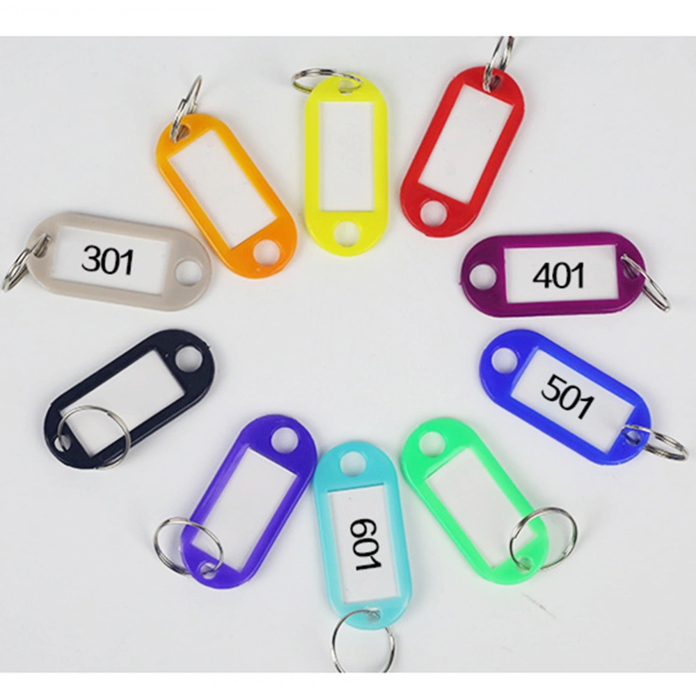 50pcs Colorful Plastic Keyring Fobs Luggage ID Name Label Key Tag Key Chain Luggage Tag (Random Color)