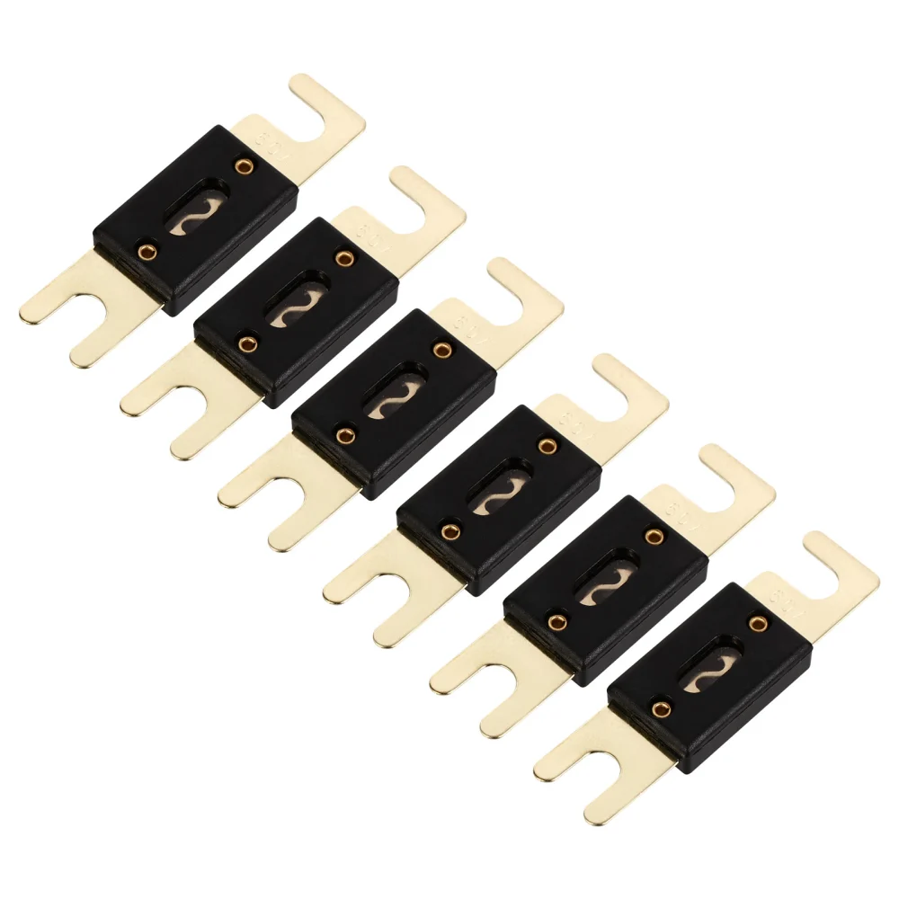 6pcs 60A ANL Fuse Inline Fuse Gold Plated Fuse for Car Auto Audio System