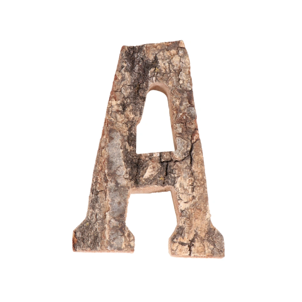 1Pc Natural Tree Bark Design Ornament Creative Vintage English Letters Wooden Decoration DIY Crafts Ornaments (Letter A)