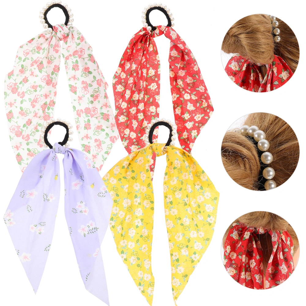 4Pcs Elastic Hair Scrunchies Rope Hair Band Ties Headdress for Women Girls