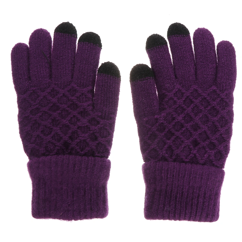 Pair of Wool Knitted Gloves for Touch Screen Cellphone / Tablet / MP5 (Purple)