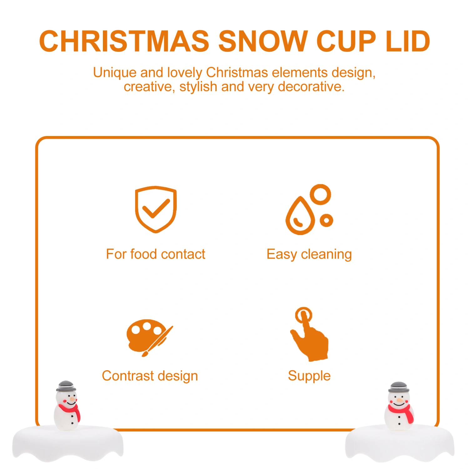 2pcs Christmas Snowman Cup Covers Xmas Pattern Cup Lids Christmas Supplies (White)