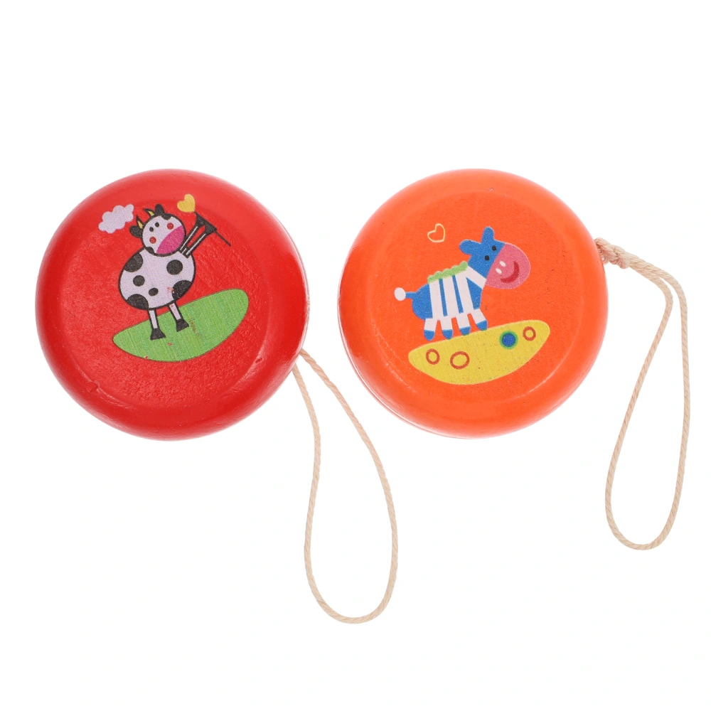 2pcs Children Yo-Yo Plaything Kids Creative Playthings Wooden Yo-Yo Toys