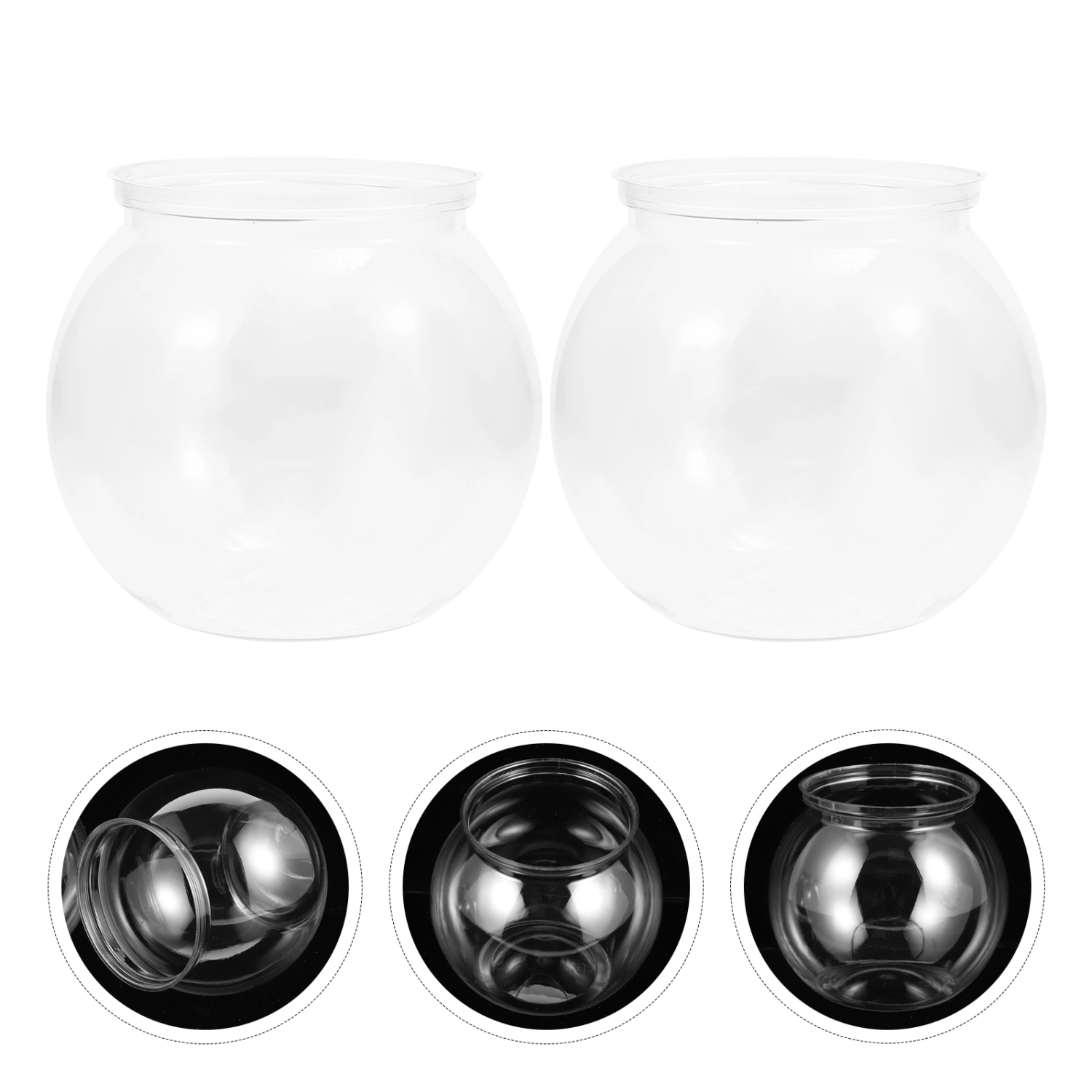 2pcs Plastic Fish Tanks Plastic Fish Bowls Home Office Desktop Aquarium Decorations