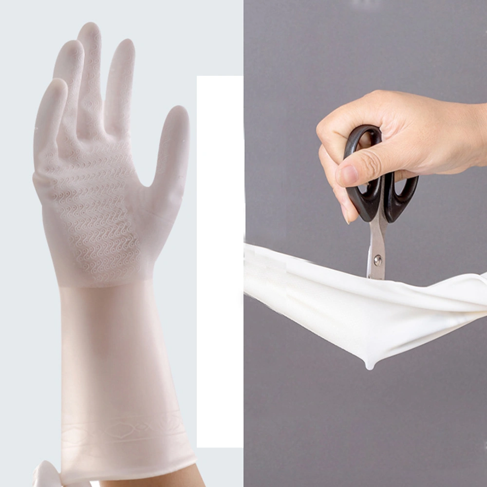 1 Pair of Latex Dishwashing Gloves Waterproof Kitchen Clothes  Cleaning Gloves Hand Protector Glove (33cm, Short Style, M)