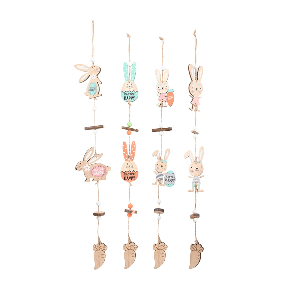 4PCS Easter Wooden Pendants Cartoon Bunny Carrot Hanging Decor Creative Color Painting Rabbit Pendants Novel Easter Household Hanging Ornament for Home Party Mall Bar Egg Rabbit Head Style+Skirt Carrot Rabbit Style+Skirt Rabbit Style+Standing Rabbit 