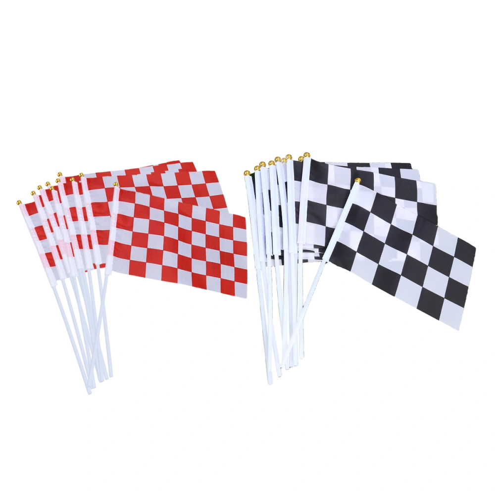 20pcs Checkered Racing Flags with Stick  Mini Hand Held Race Car Flags Race Car Party Decorations Supplies Festival Events Celebration (Black & White, Red & White)